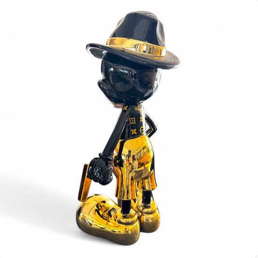 Luxuriöse Pop-Art-Designfigur Schwarz/Gold