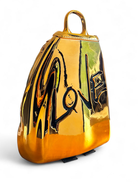 Luxuriöse Design-Skulptur „Fashion Bag“ – Gold (Metallic-Finish)
