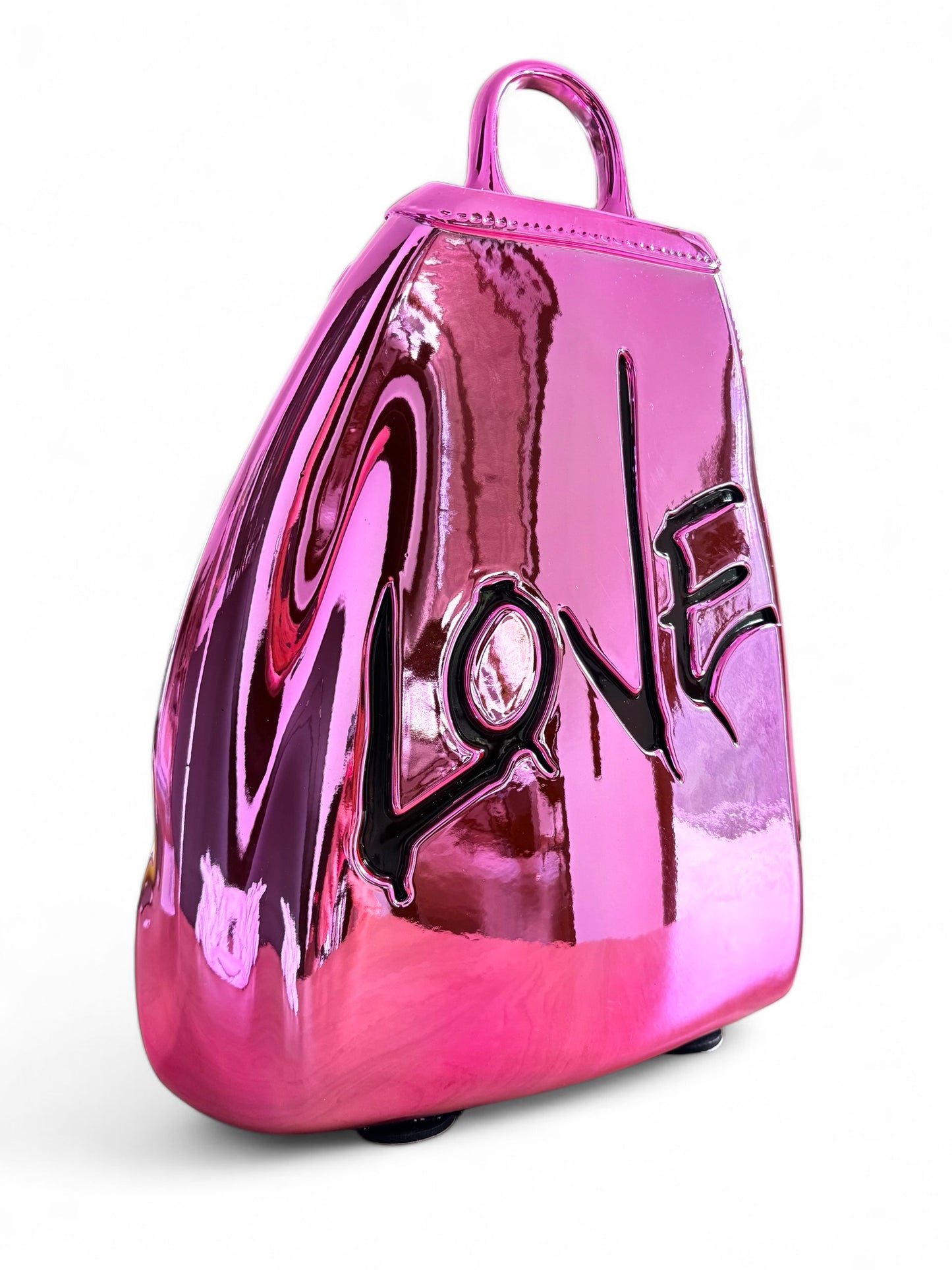 Luxuriöse Design-Skulptur „Fashion Bag“ – Pink (Metallic-Finish)