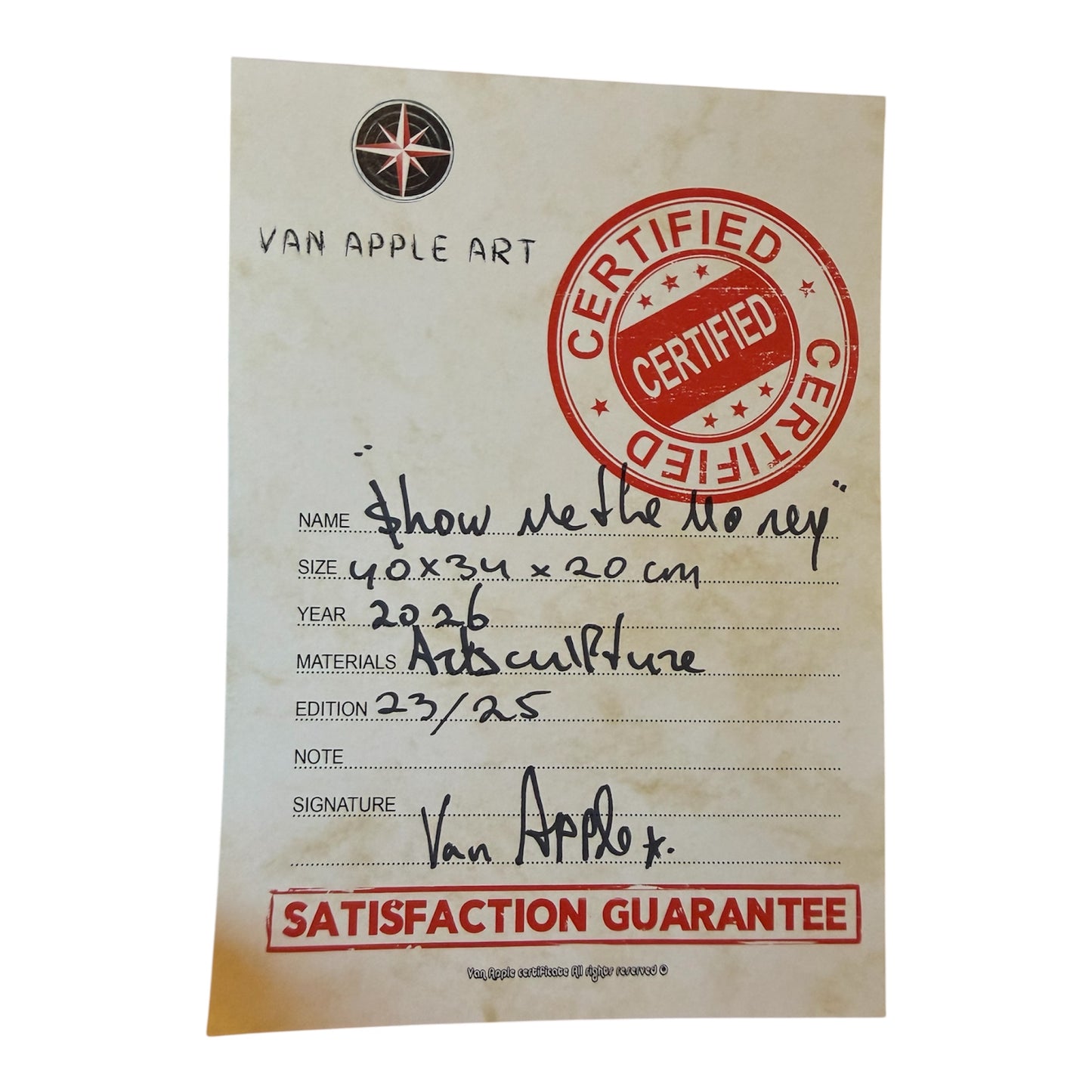 Van Apple – Show Me The Money

Handsiniert | 23/25 | 2026