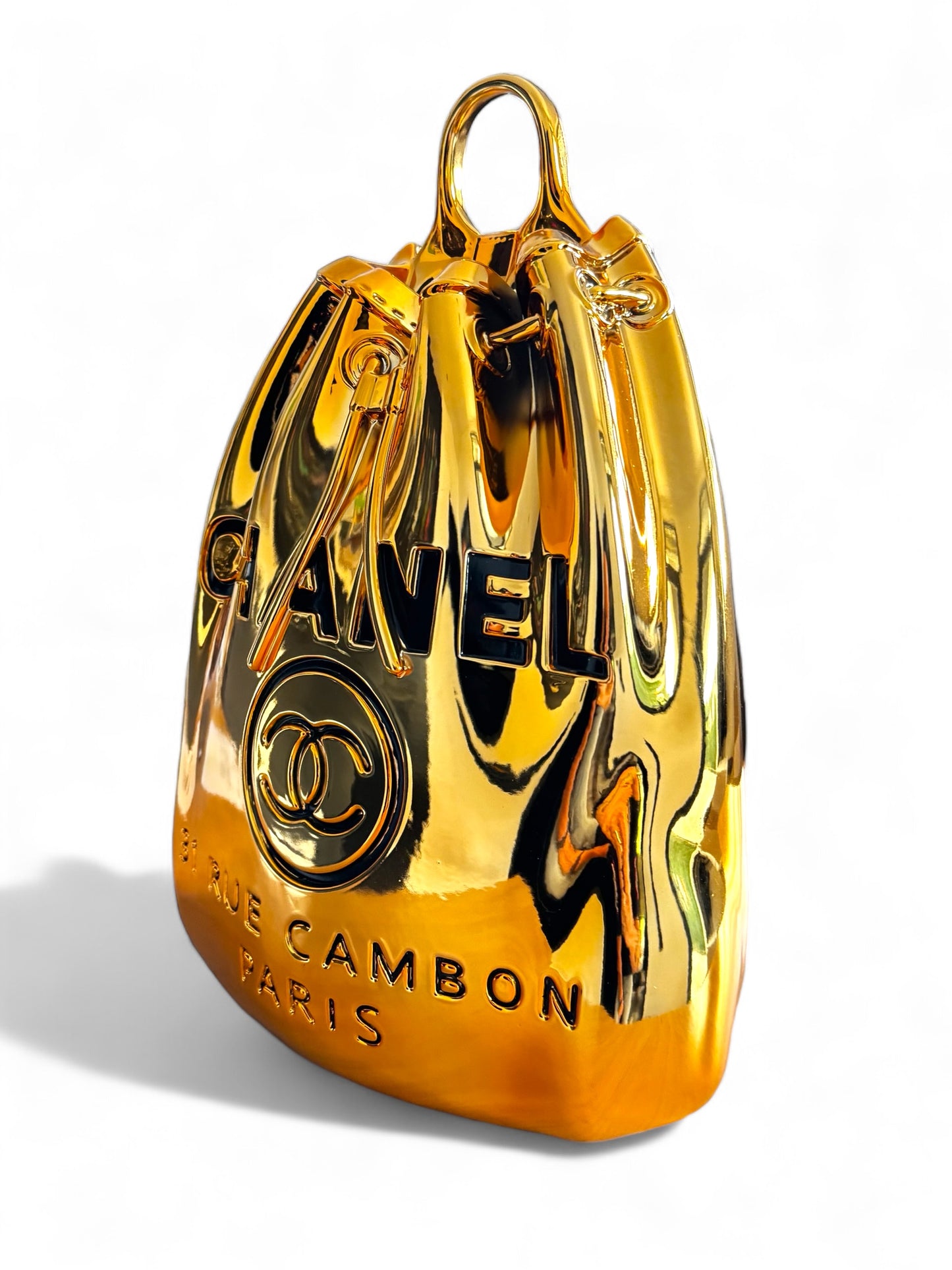 Luxuriöse Design-Skulptur „Fashion Bag“ – Gold (Metallic-Finish)
