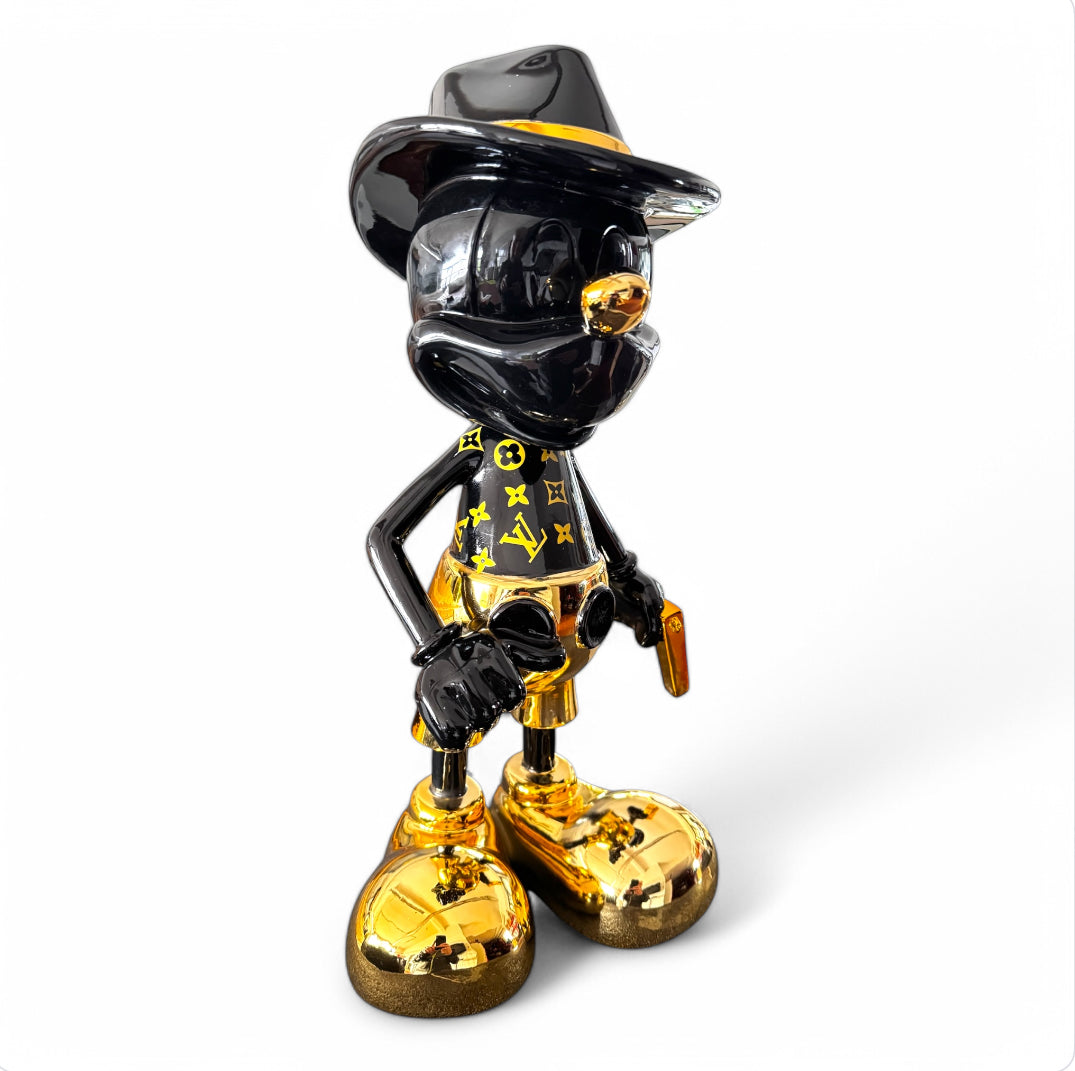 Luxuriöse Pop-Art-Designfigur Schwarz/Gold