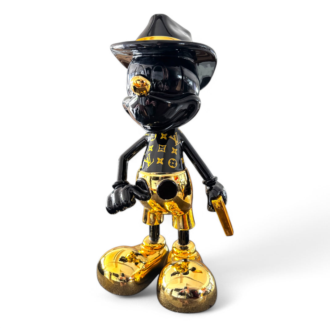 Luxuriöse Pop-Art-Designfigur Schwarz/Gold