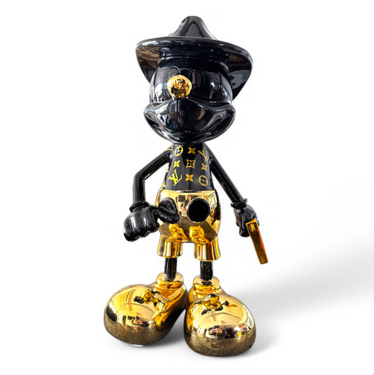 Luxuriöse Pop-Art-Designfigur Schwarz/Gold