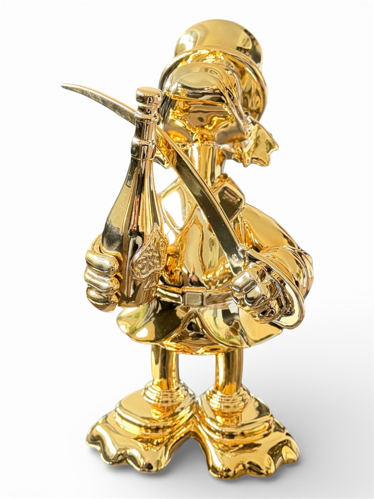 Goldene Enten-Skulptur „Victory of Wealth“ – Luxus-Figur mit Champagner & Schwert