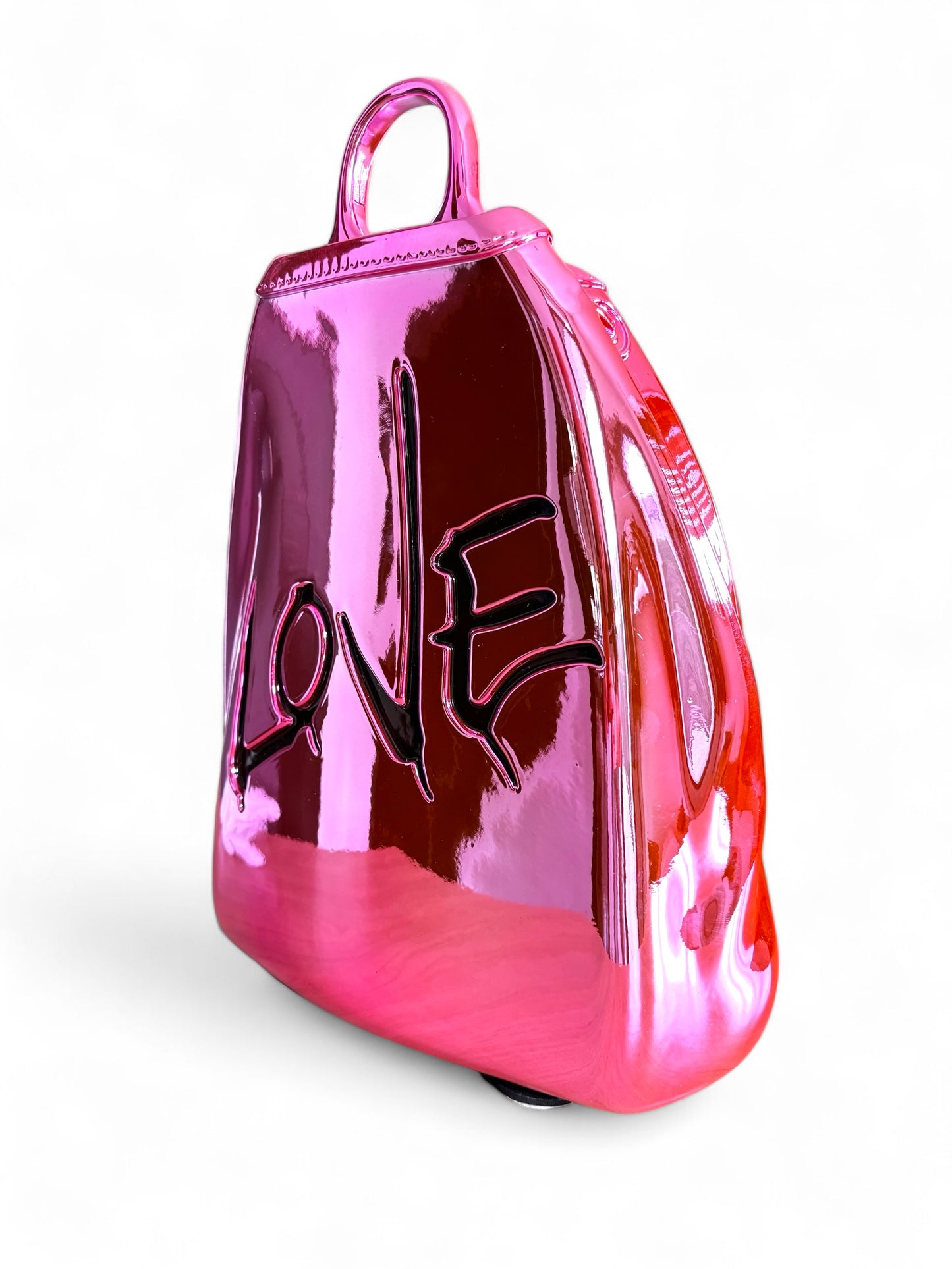 Luxuriöse Design-Skulptur „Fashion Bag“ – Pink (Metallic-Finish)