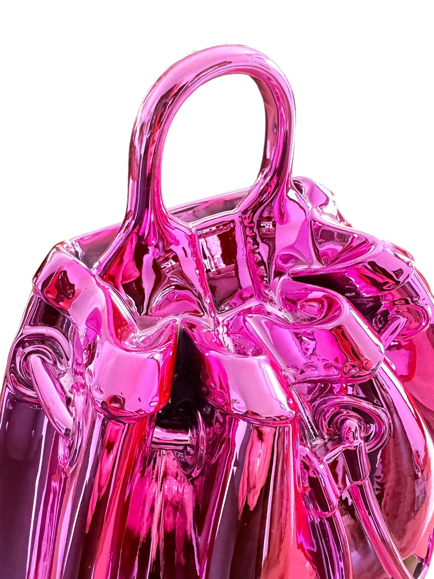 Luxuriöse Design-Skulptur „Fashion Bag“ – Pink (Metallic-Finish)