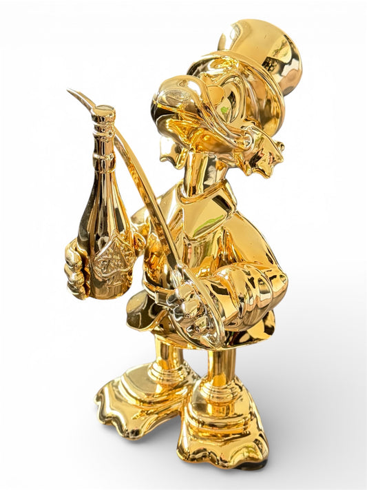 Goldene Enten-Skulptur „Victory of Wealth“ – Luxus-Figur mit Champagner & Schwert